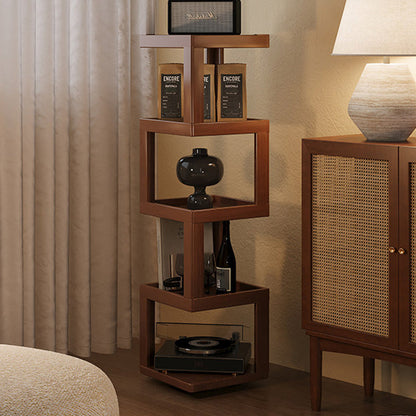 Contemporary Nordic Rectangular Bamboo Medium Density Fiberboard Rotatable Storage Shelf 3/4/5 Tier For Living Room