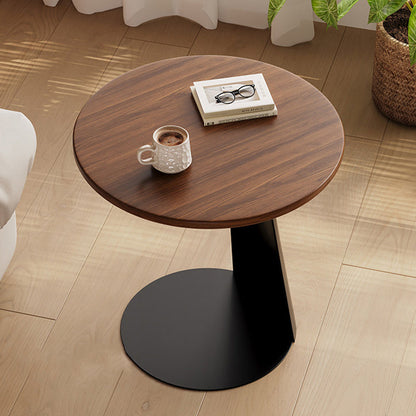 Contemporary Nordic Round Curved Solid Wood Iron Coffee Table 1 Tier For Living Room