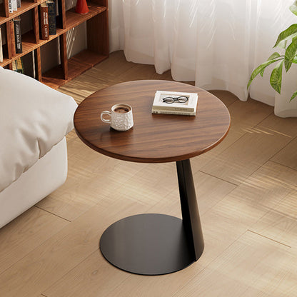Contemporary Nordic Round Curved Solid Wood Iron Coffee Table 1 Tier For Living Room