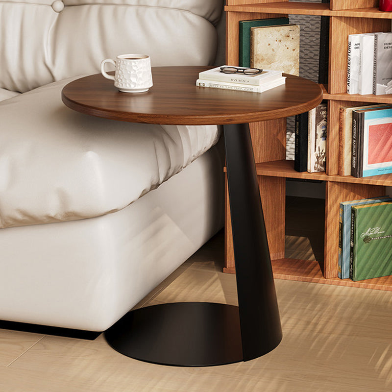 Contemporary Nordic Round Curved Solid Wood Iron Coffee Table 1 Tier For Living Room