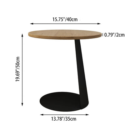 Contemporary Nordic Round Curved Solid Wood Iron Coffee Table 1 Tier For Living Room