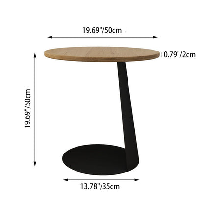 Contemporary Nordic Round Curved Solid Wood Iron Coffee Table 1 Tier For Living Room