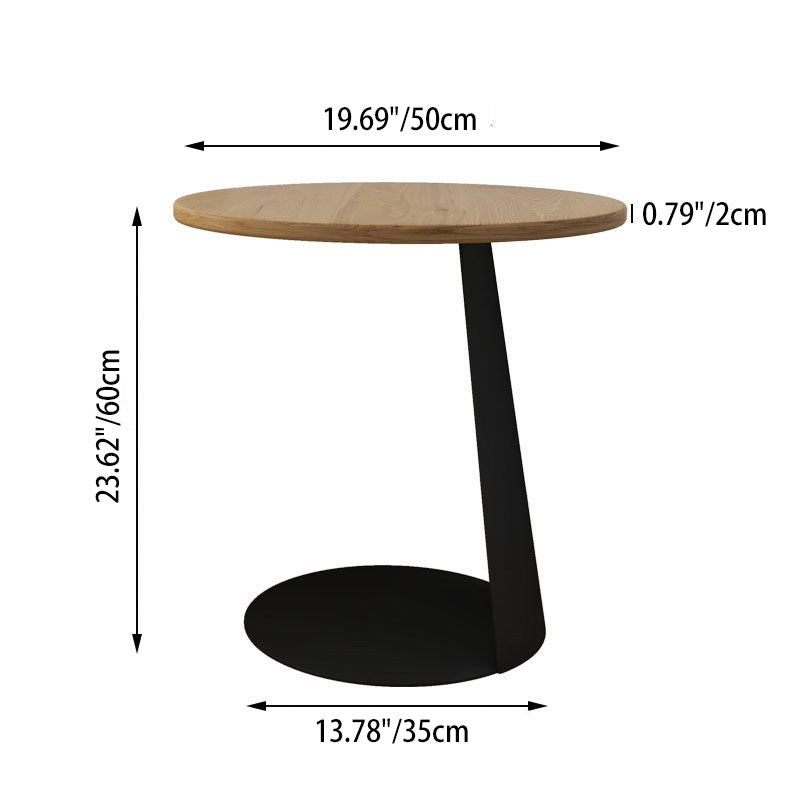 Contemporary Nordic Round Curved Solid Wood Iron Coffee Table 1 Tier For Living Room
