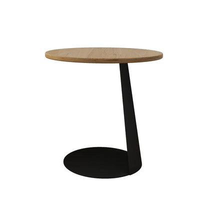 Contemporary Nordic Round Curved Solid Wood Iron Coffee Table 1 Tier For Living Room