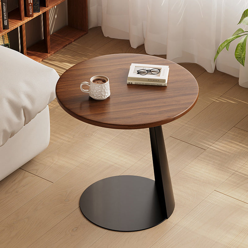 Contemporary Nordic Round Curved Solid Wood Iron Coffee Table 1 Tier For Living Room