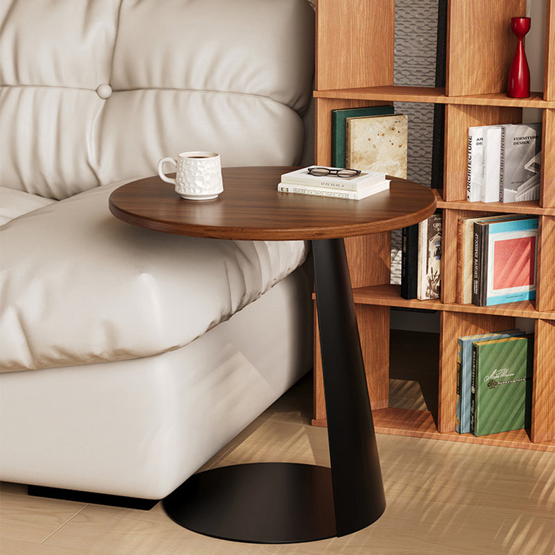 Contemporary Nordic Round Curved Solid Wood Iron Coffee Table 1 Tier For Living Room