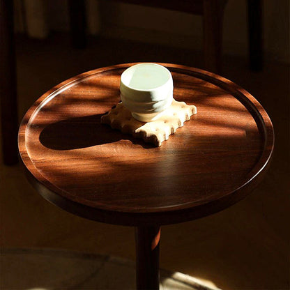 Contemporary Nordic Round Cylindrical Rubberwood Solid Wood Side Table 1 Tier For Living Room