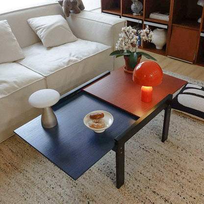Contemporary Nordic Rectangular Boxwood Medium Density Fiberboard Extendable Coffee Table 2 Tier For Living Room