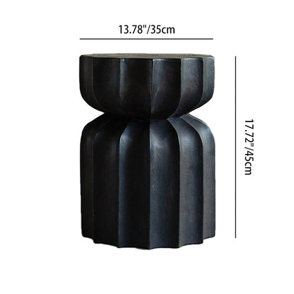 Contemporary Nordic Pumpkin Cylindrical Solid Pine Wood Side Table 1 Tier For Living Room