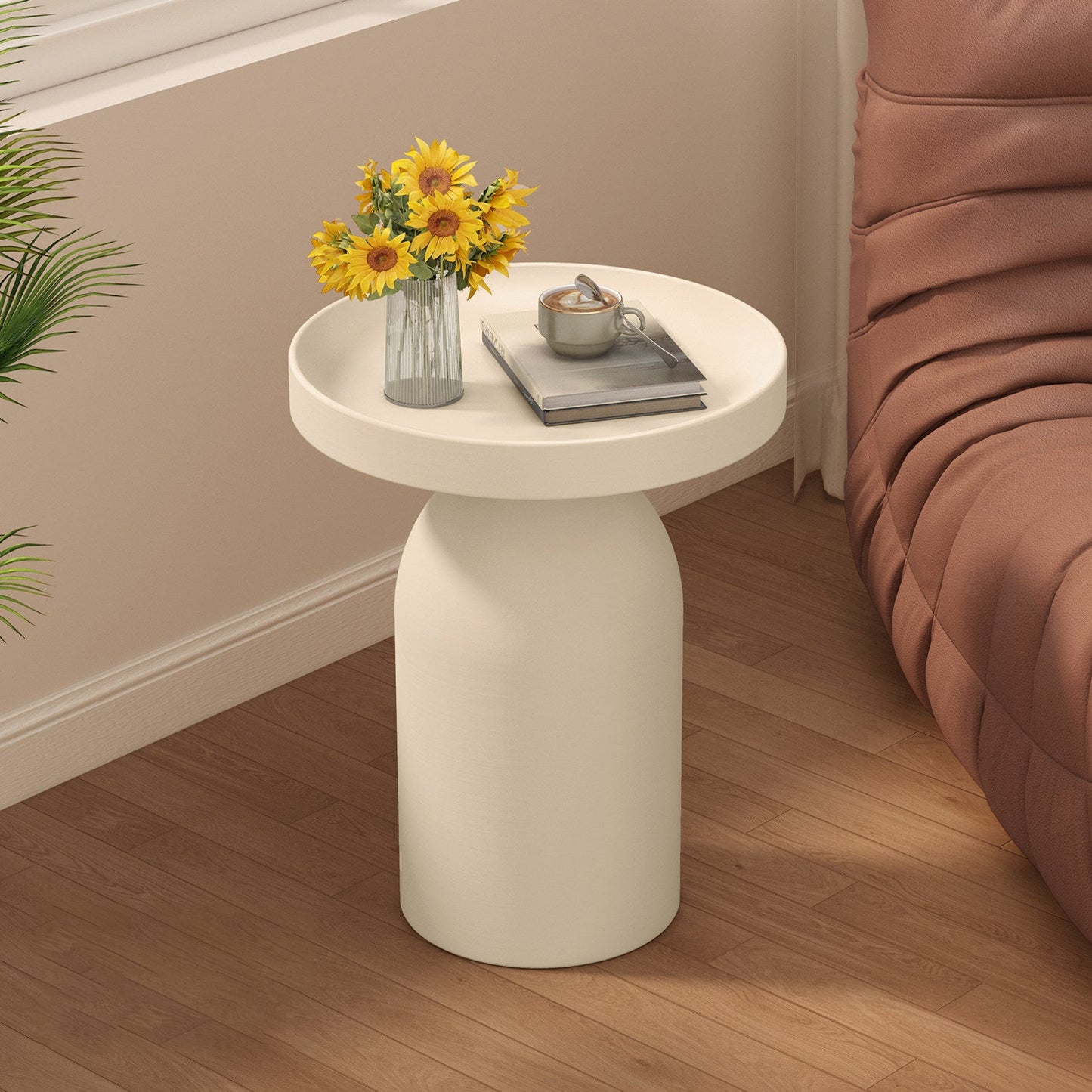 Contemporary Nordic Round Cylindrical Carbon Steel Side Table 1 Tier For Living Room