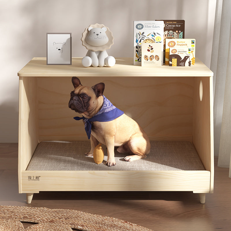 Modern Minimalist Rectangular Cotton-Linen Fabric Pine Wood Plywood Pet Dog Bed Cat Bed For Bedroom