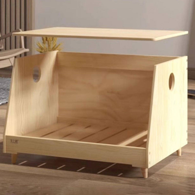 Modern Minimalist Rectangular Cotton-Linen Fabric Pine Wood Plywood Pet Dog Bed Cat Bed For Bedroom
