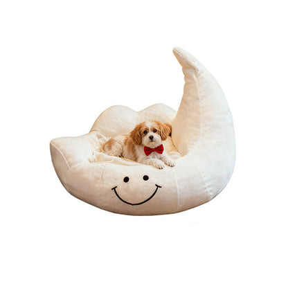 Contemporary Creative Curved Moon-Shaped Velvet Sponge Pet Dog Bed Cat Bed For Bedroom