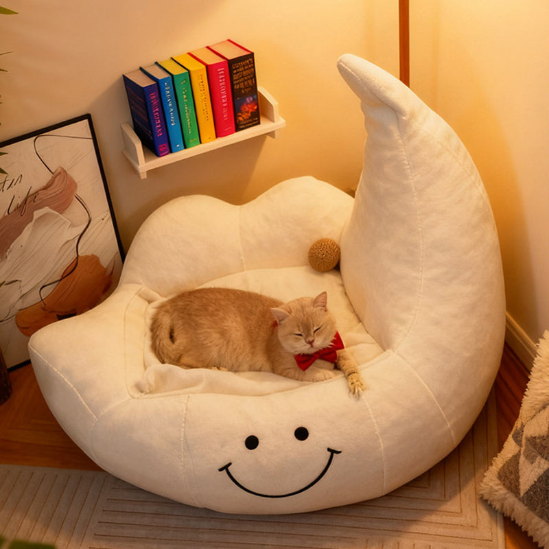 Contemporary Creative Curved Moon-Shaped Velvet Sponge Pet Dog Bed Cat Bed For Bedroom