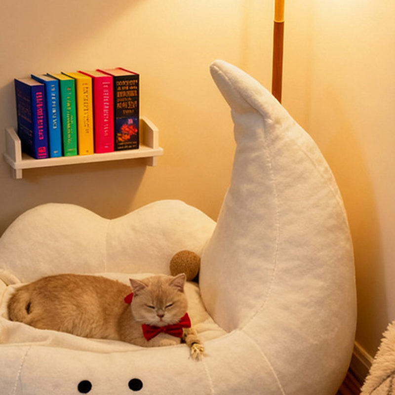 Contemporary Creative Curved Moon-Shaped Velvet Sponge Pet Dog Bed Cat Bed For Bedroom