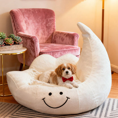 Contemporary Creative Curved Moon-Shaped Velvet Sponge Pet Dog Bed Cat Bed For Bedroom