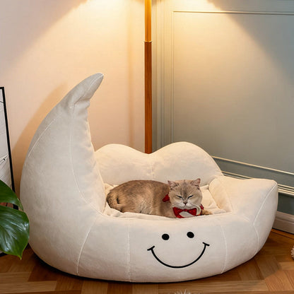 Contemporary Creative Curved Moon-Shaped Velvet Sponge Pet Dog Bed Cat Bed For Bedroom