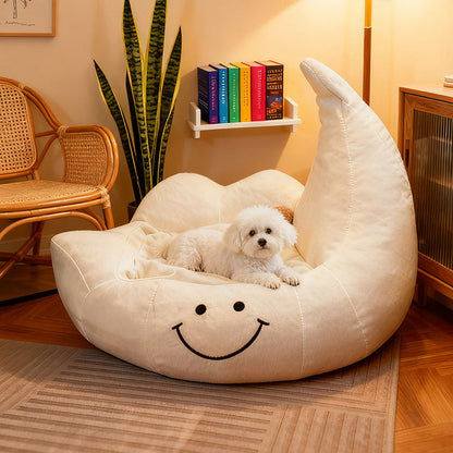Contemporary Creative Curved Moon-Shaped Velvet Sponge Pet Dog Bed Cat Bed For Bedroom