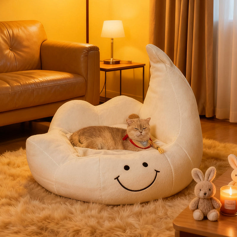 Contemporary Creative Curved Moon-Shaped Velvet Sponge Pet Dog Bed Cat Bed For Bedroom