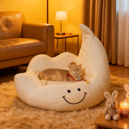 Contemporary Creative Curved Moon-Shaped Velvet Sponge Pet Dog Bed Cat Bed For Bedroom