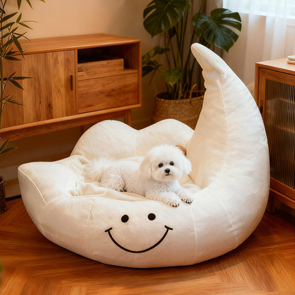 Contemporary Creative Curved Moon-Shaped Velvet Sponge Pet Dog Bed Cat Bed For Bedroom