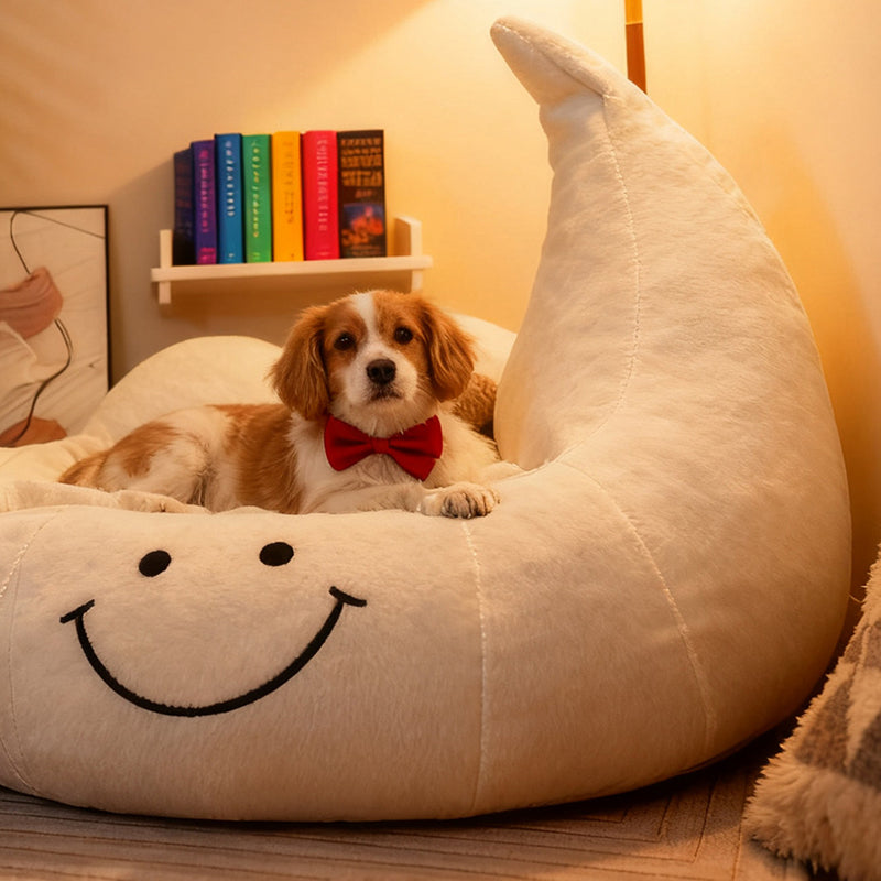 Contemporary Creative Curved Moon-Shaped Velvet Sponge Pet Dog Bed Cat Bed For Bedroom