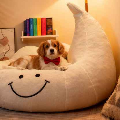 Contemporary Creative Curved Moon-Shaped Velvet Sponge Pet Dog Bed Cat Bed For Bedroom