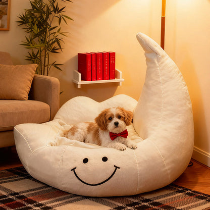Contemporary Creative Curved Moon-Shaped Velvet Sponge Pet Dog Bed Cat Bed For Bedroom