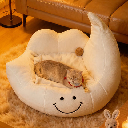 Contemporary Creative Curved Moon-Shaped Velvet Sponge Pet Dog Bed Cat Bed For Bedroom