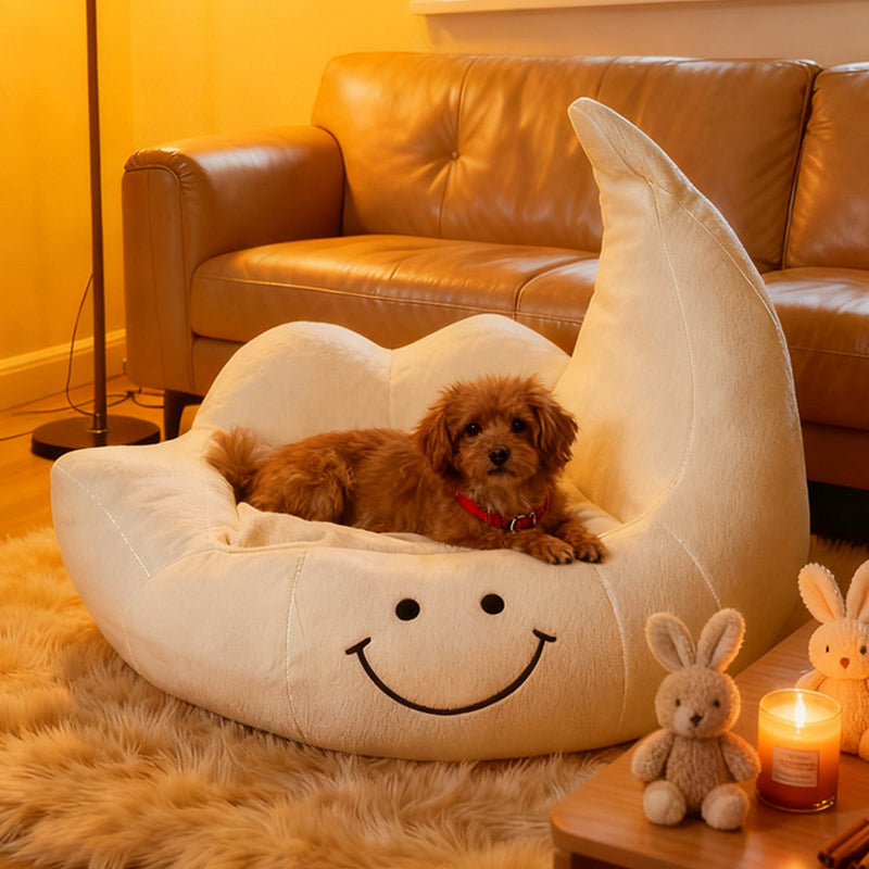 Contemporary Creative Curved Moon-Shaped Velvet Sponge Pet Dog Bed Cat Bed For Bedroom