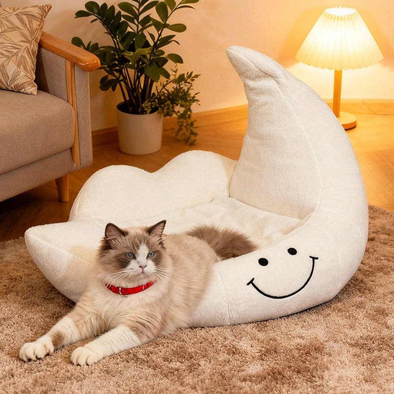 Contemporary Creative Curved Moon-Shaped Velvet Sponge Pet Dog Bed Cat Bed For Bedroom