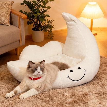 Contemporary Creative Curved Moon-Shaped Velvet Sponge Pet Dog Bed Cat Bed For Bedroom