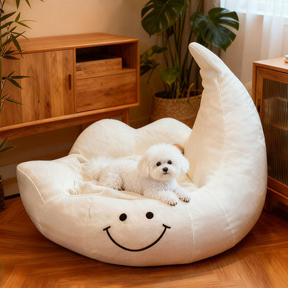 Contemporary Creative Curved Moon-Shaped Velvet Sponge Pet Dog Bed Cat Bed For Bedroom