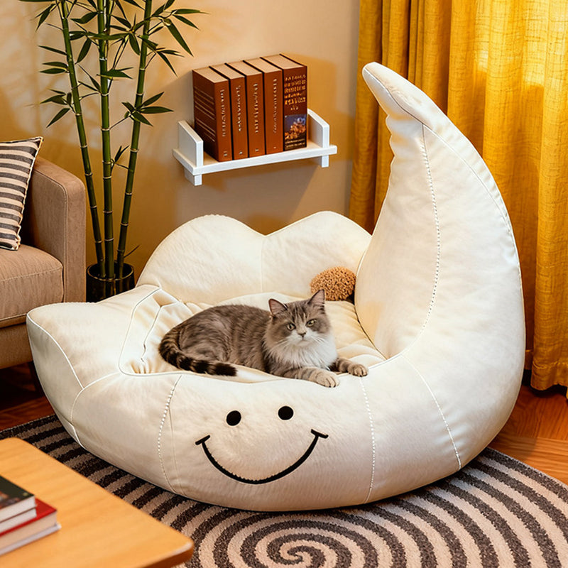 Contemporary Creative Curved Moon-Shaped Velvet Sponge Pet Dog Bed Cat Bed For Bedroom