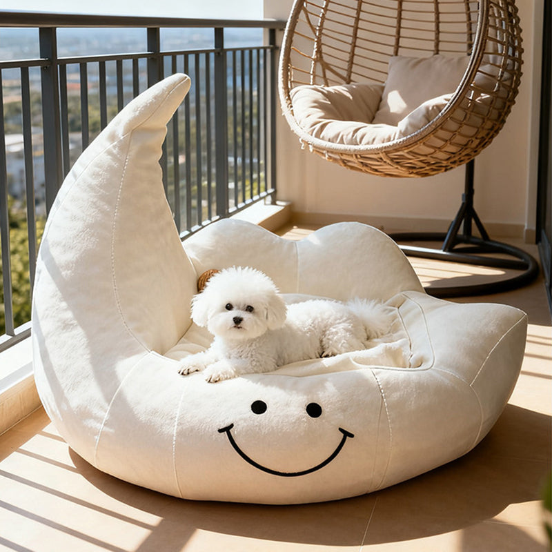Contemporary Creative Curved Moon-Shaped Velvet Sponge Pet Dog Bed Cat Bed For Bedroom