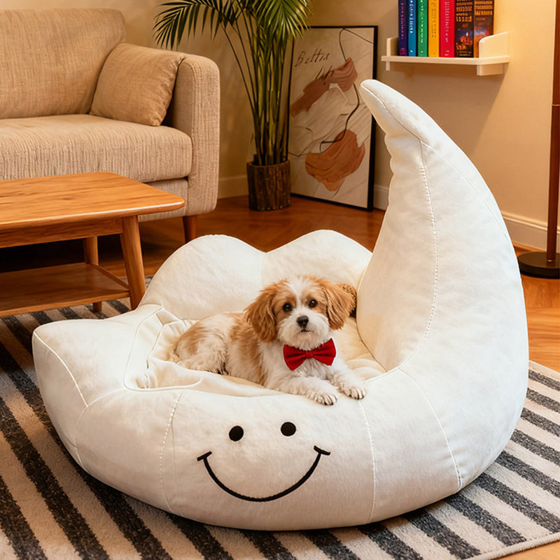 Contemporary Creative Curved Moon-Shaped Velvet Sponge Pet Dog Bed Cat Bed For Bedroom