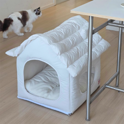 Modern Minimalist House Shaped Plastic Polyester Cotton PP Cotton Pet Waterproof Dog Bed Cat Bed For Bedroom