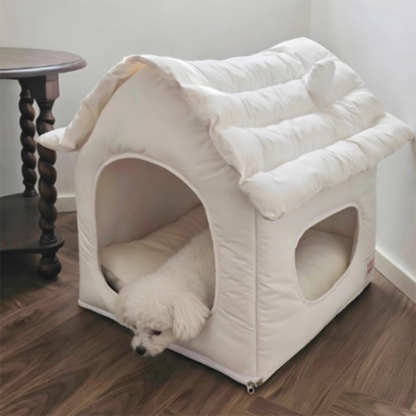 Modern Minimalist House Shaped Plastic Polyester Cotton PP Cotton Pet Waterproof Dog Bed Cat Bed For Bedroom