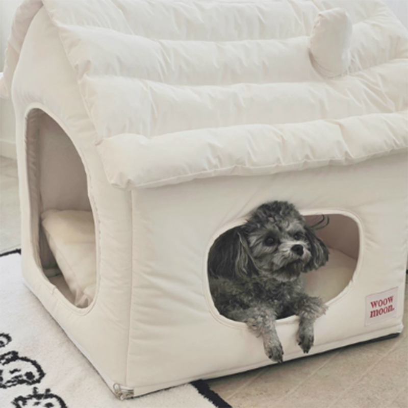 Modern Minimalist House Shaped Plastic Polyester Cotton PP Cotton Pet Waterproof Dog Bed Cat Bed For Bedroom