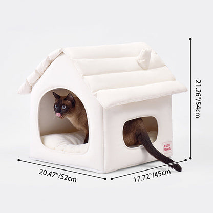 Modern Minimalist House Shaped Plastic Polyester Cotton PP Cotton Pet Waterproof Dog Bed Cat Bed For Bedroom