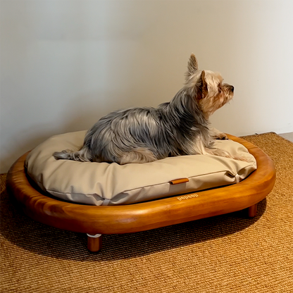 Modern Minimalist Oval Solid Wood Velvet Cat Claw Leather Pet Dog Bed & Cat Bed For Bedroom