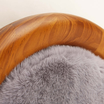 Modern Minimalist Oval Solid Wood Velvet Cat Claw Leather Pet Dog Bed & Cat Bed For Bedroom