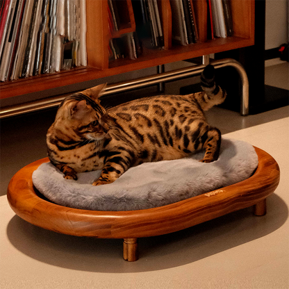 Modern Minimalist Oval Solid Wood Velvet Cat Claw Leather Pet Dog Bed & Cat Bed For Bedroom