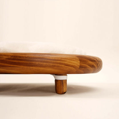 Modern Minimalist Oval Solid Wood Velvet Cat Claw Leather Pet Dog Bed & Cat Bed For Bedroom
