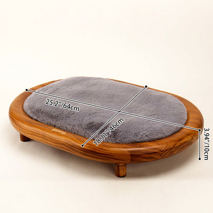 Modern Minimalist Oval Solid Wood Velvet Cat Claw Leather Pet Dog Bed & Cat Bed For Bedroom