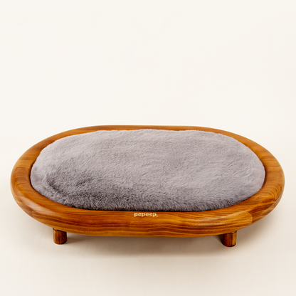 Modern Minimalist Oval Solid Wood Velvet Cat Claw Leather Pet Dog Bed & Cat Bed For Bedroom