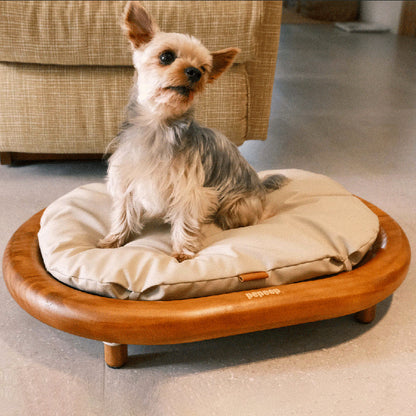 Modern Minimalist Oval Solid Wood Velvet Cat Claw Leather Pet Dog Bed & Cat Bed For Bedroom