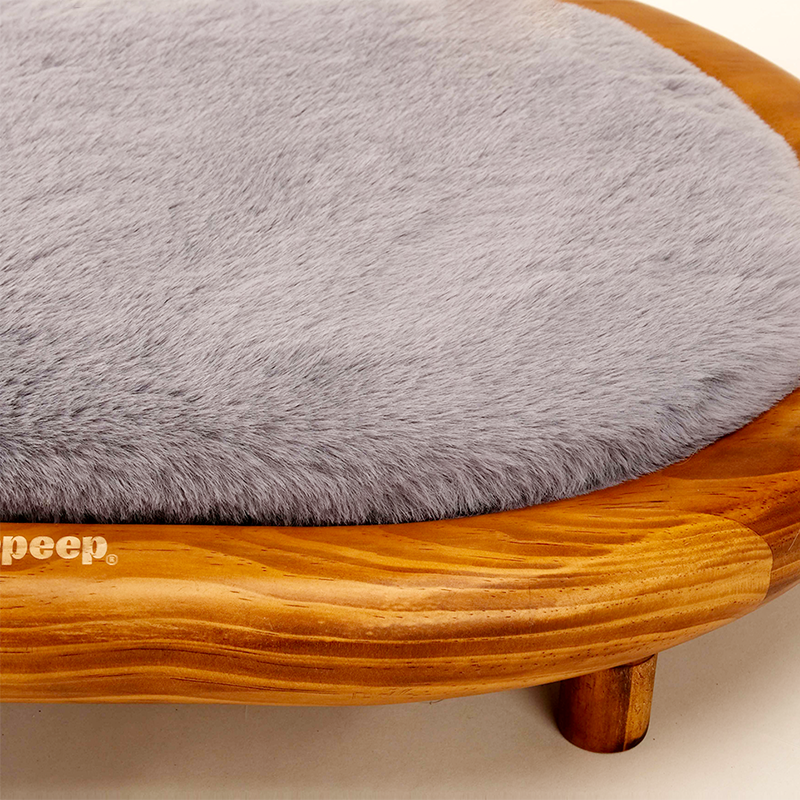 Modern Minimalist Oval Solid Wood Velvet Cat Claw Leather Pet Dog Bed & Cat Bed For Bedroom