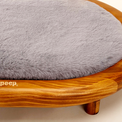 Modern Minimalist Oval Solid Wood Velvet Cat Claw Leather Pet Dog Bed & Cat Bed For Bedroom