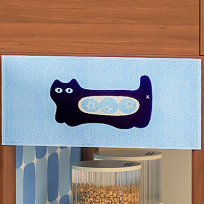 Contemporary Creative Rectangular Cat Pattern Particle Board Fabric Ceramic PU Leather Height-Adjustable Pet Storage Cabinet With 1 Drawer For Living Room